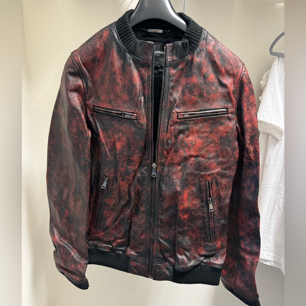 Leather jacket Dolce & Gabbana for men, size 46 used as new, 100% authentic